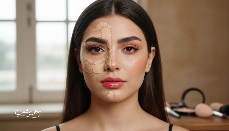 مقایسه آرایش سنگین و آرایش طبیعی روی چهره برای توضیح اشتباهات رایج آرایشی که صورت را خسته و مصنوعی نشان میدهند
