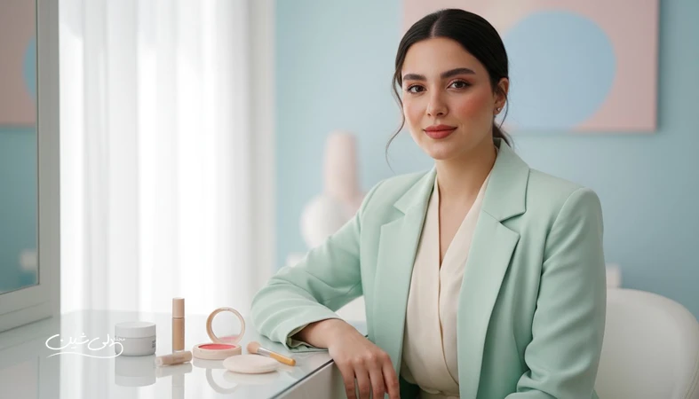 چهره با آرایش مینیمال و پوست شاداب برای نمایش مفهوم زیبایی طبیعی و شادابی بدون افراط