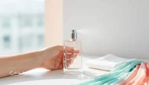 تصویر مفهومی از اسپری عطر روی مچ دست با تمرکز بر عوامل ماندگاری عطر مثل نوع پوست و روش اسپری