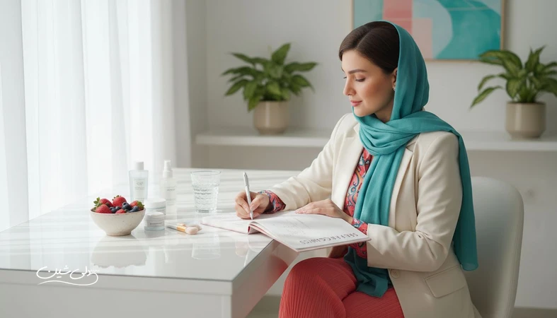 خودمراقبتی فراتر از محصولات برای رسیدن به زیبایی پایدار؛ تصویر مفهومی از روتین سالم و انتخاب آگاهانه